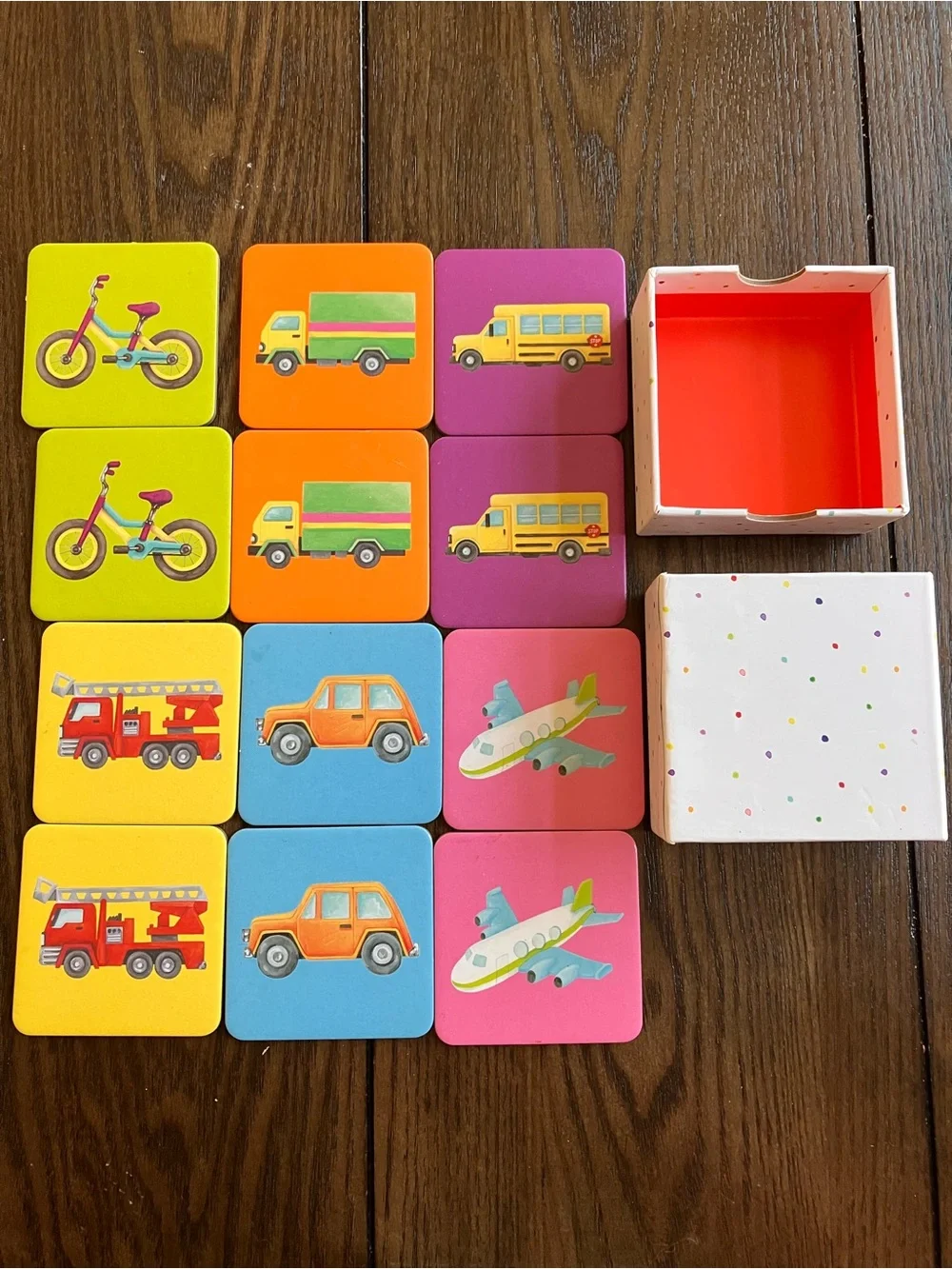 Vehicle Memory Matching Game for Kids - Colorful Tiles
